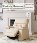 GarveeHome Oversized Wide Recliner Chair - Heat and Massage, PU Leather Extra Wide Manual Recliner for Adults, Large Lazy Chair with 1.5X Sponge Comfort Arm and Back for Living Room, Bedroom