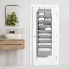 6 Pack Shoe Organizer with 6 Extra Large Pockets and 4 Large Pocket, Over the Door Sturdy Closet Storage Rack, Hanging Shoe Organizer for Shoes, Sneakers, Grey