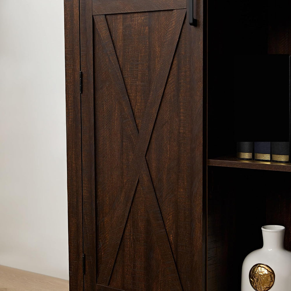 Retro Tall Storage Cabinet, Rustic Farmhouse Pantry Cupboard, for Kitchen Din...
