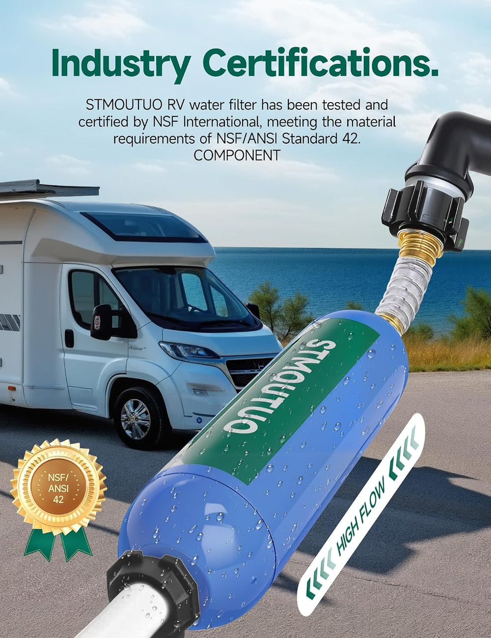 RV Water Filter with Hose Protector, 2 Pack for Camper.