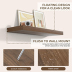 RICHFOCUS 36Inch Floating Shelves for Wall 2 Pack Shelves for Bedroom|Kitchen|Bathroom Wall Mounted Rustic Wood Floating Shelf with Invisible Brackets for Books|Storage|Decor, Walnut