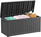 200 Gallon Outdoor Storage Box Waterproof Lockable Resin Deck Box Large, Patio Storage Bin for Pool Accessories Cushion Furniture, Garden Tools, UV-Resistant Outside Delivery Black
