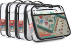 4 Pack Clear PVC Waterproof Toy Storage Bags with Name Tag Pockets - Zippered Organizer for 2x4 Building Blocks, Puzzles, Travel Toiletries, Kids Room Organization (Black, Small)
