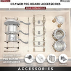 Rev-A-Shelf Pegboard Drawer Divider Organizer, Trim to Fit Wooden Kitchen Cabinet Storage Utensil, Pots & Dish Rack, 39" x 21", 4DPS-3921