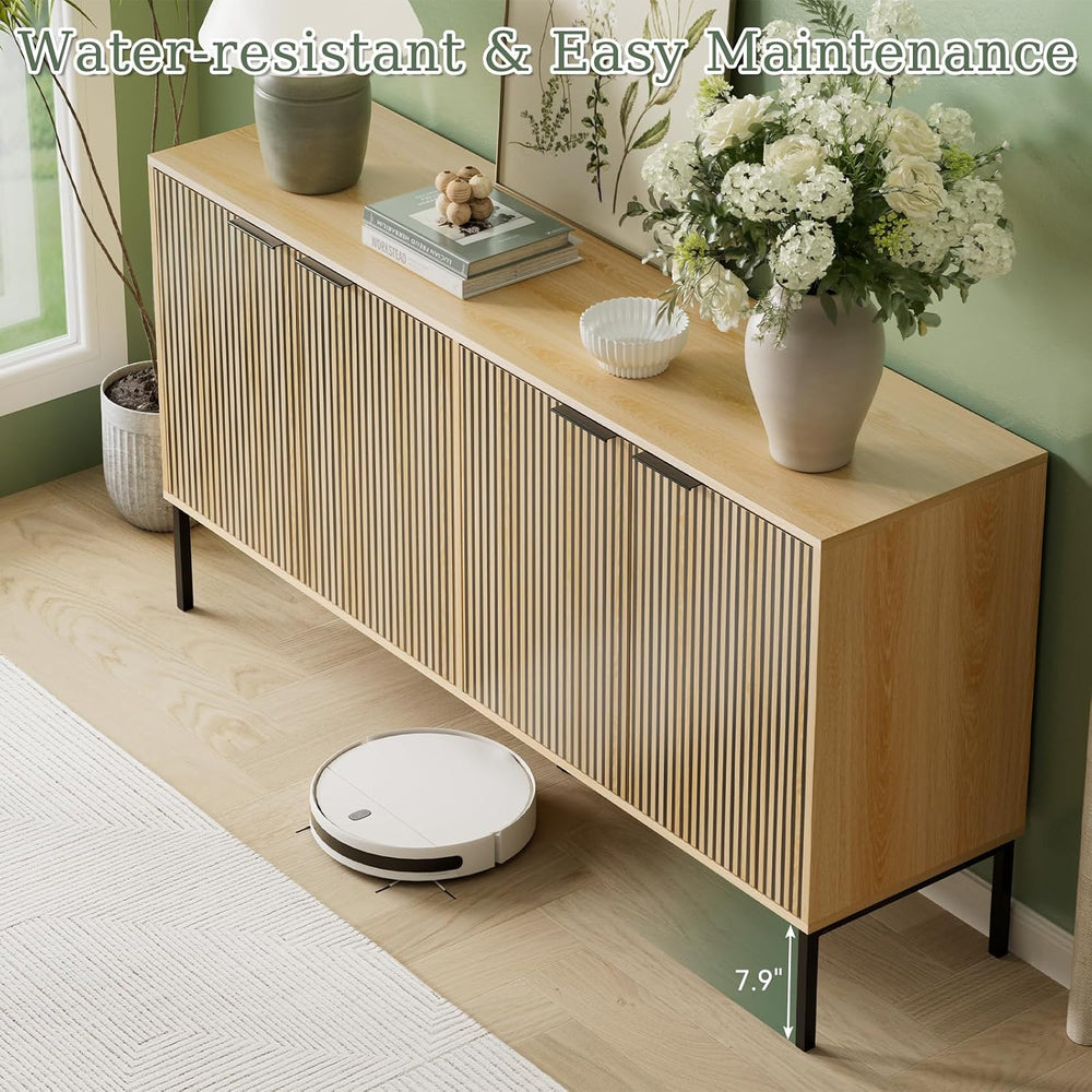 Sideboard Buffet Cabinet with 4 Doors, 63" Kitchen Accent Storage Cabine...