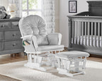 Penau Rocking Chair Glider with Ottoman, Gray Fabric | Nursery Seating, Soft Quiet Gliding, Button Tufted Back Cushion, Side Storage Pocket, Traditional Style