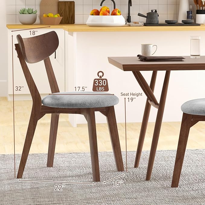 NAFORT Dining Chairs Set of 4 with Curved High Back, Mid-Century Modern Fabric Upholstered Kitchen & Dining Room Chairs, 4 Kitchen Chairs for Living Room, Restaurant