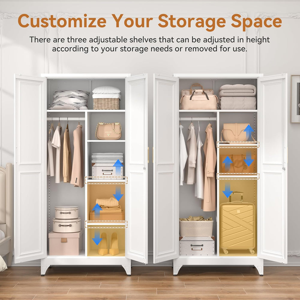 Polup 71" Tall Metal Armoire Wardrobe Closet with Doors and Lock | Wardr...