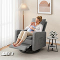 Swivel Glider Recliner for Adult Indoor Upholstered Lounge Nursery Chair Single Sofa with Side Pockets for Living Room Bedroom