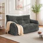 Pamapic 59 Inch 2-Seater Corduroy Bean Bag Chair,Loveseat Sofa with Ultra Soft Fluffy Cover, 72H High Resilience Foam Sofa Bed for Adults, Suitable for Living Room, Bedroom,Grey