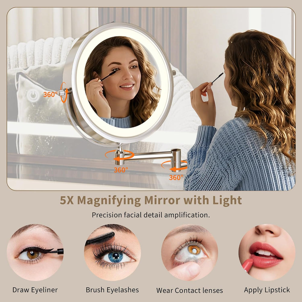 iPormis Makeup Vanity Desk with HD & 5X Magnifying Mirror and Lights, 47&...