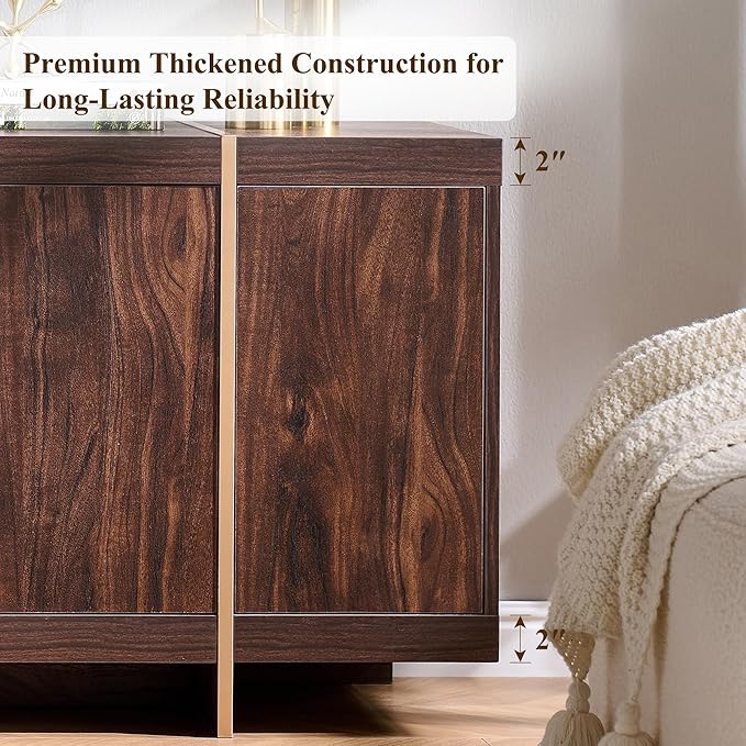 OKD Modern 70" TV Stand,Entertainment Center for TVs Up to 80",TV Console with Storage,Integrated Plinth,Handle-Free Hidden Doors Design,Media Console for Living Room,Bedroom(Dark Walnut)