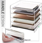 SANRUI Acrylic Desk File Organizer 5 Tier Letter Tray Paper Organizer with Handle for Office, Home, Classroom Clear Desk Organizer Document Holder