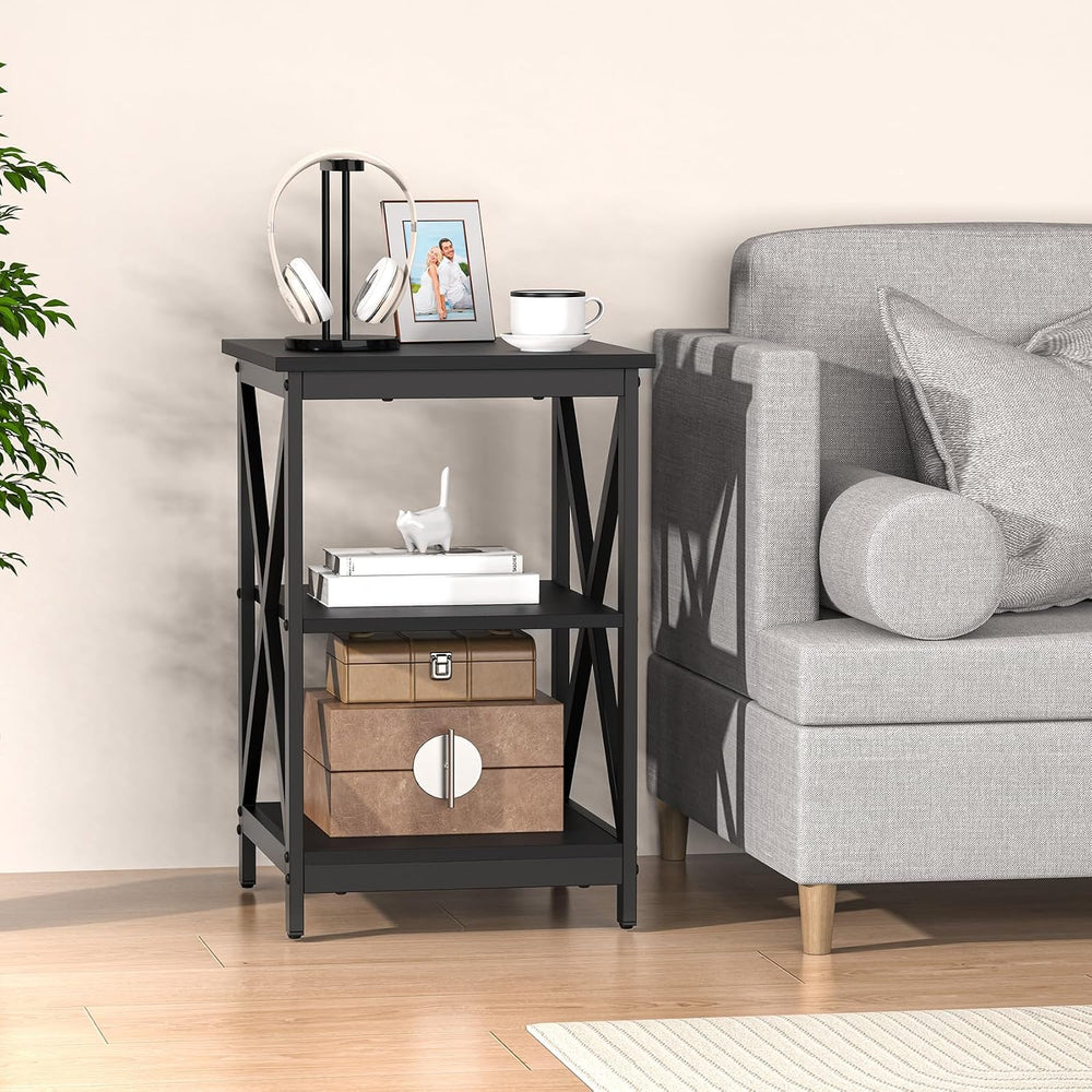 Bigbiglife Living Room Coffee Table Set of 3, Industrial X-Design Coffee Tabl...