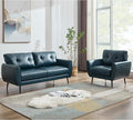 TYBOATLE Sofa Couch 61" Small Loveseat Couches for Living Room Leather Couch Mid Century Modern Tufted Mini Sofa Comfy Office 2 Seat Settee Love Seat Small Couches for Spaces Bedroom (2, Blue)