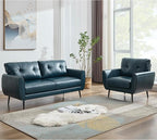 TYBOATLE Sofa Couch 61" Small Loveseat Couches for Living Room Leather Couch Mid Century Modern Tufted Mini Sofa Comfy Office 2 Seat Settee Love Seat Small Couches for Spaces Bedroom (2, Blue)