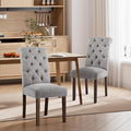 Dining Chairs Set of 2, Button Tufted Parsons Upholstered Chairs with Solid Wood Legs, Mordern Fabric Kitchen Chairs for Dining Room，Light Grey