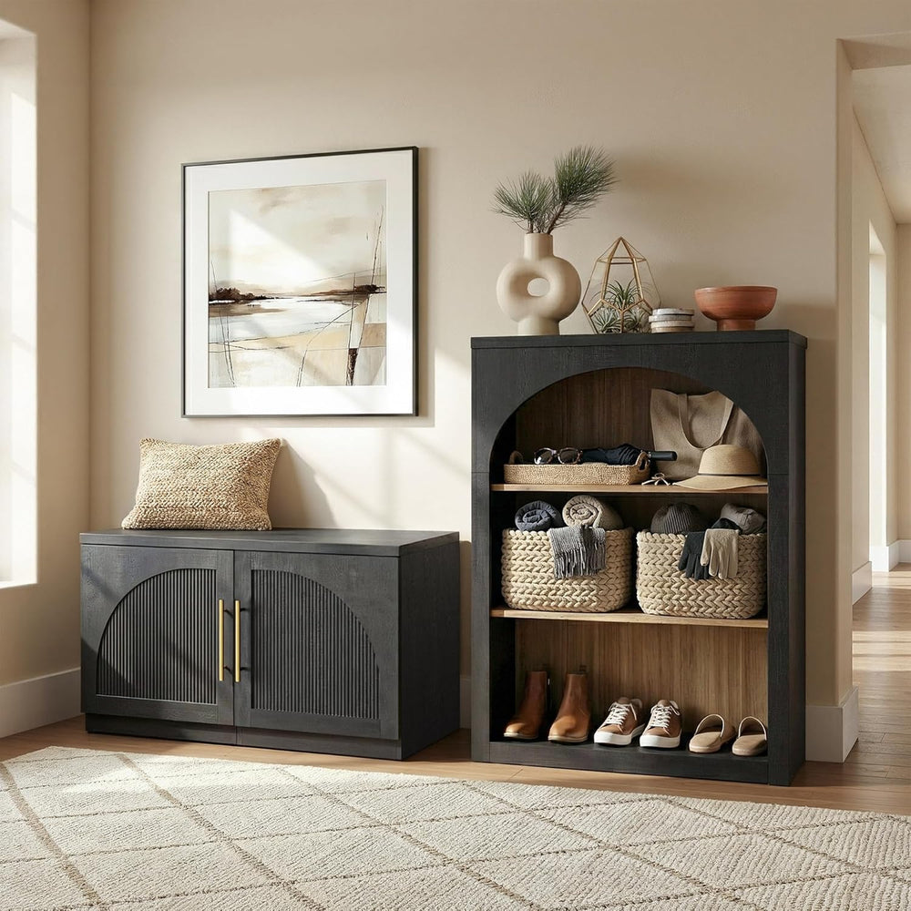 ModernMate Set of 2 Nightstands, 37" Modular Accent End Tables with Arch...