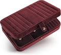 VELORIA Jewelry Box, Premium Velvet Travel Jewelry Organizers And Storage, Dust-Proof, Scratch-Resistant Jewelry Case for Necklaces Bracelets Bangle, Portable Luxury Gift for Women & Girls (Dark Red)