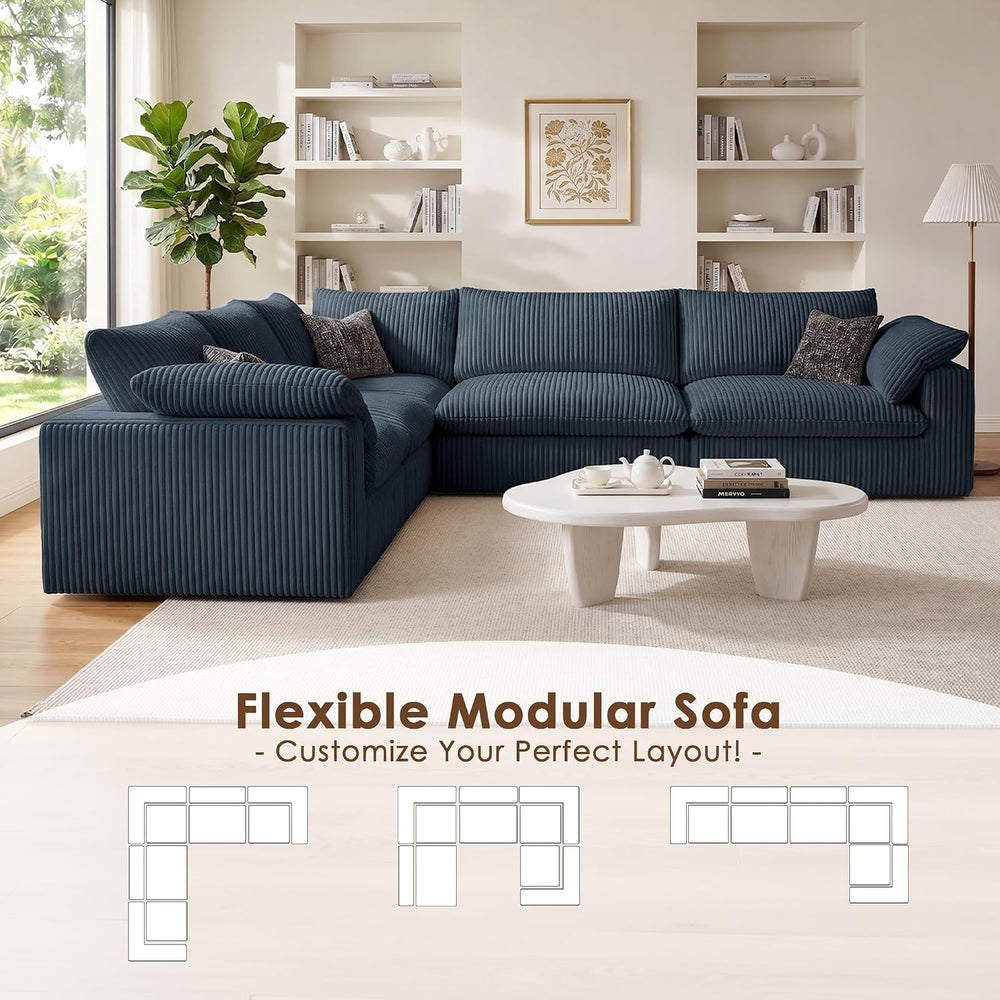 118" Cloud Couch Oversized Modular Sectional Sofa, L-Shaped 5 Seater Dee...