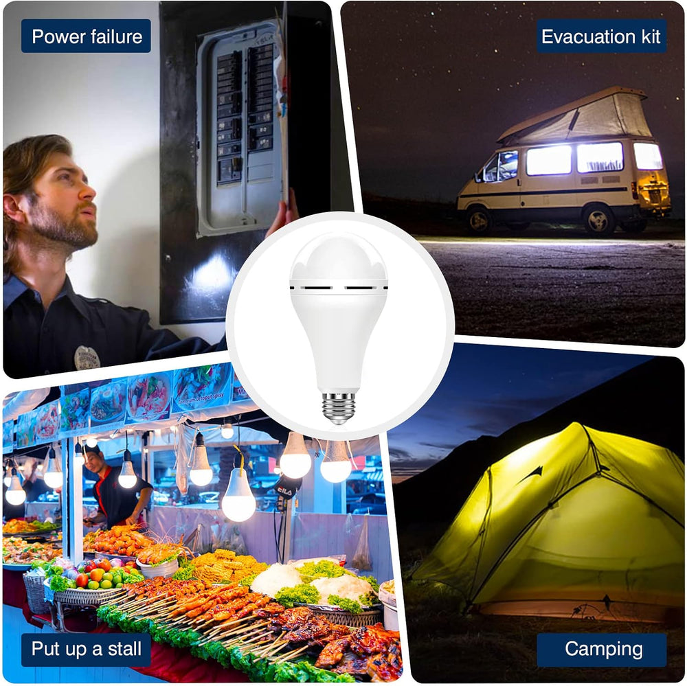 A21 6PK Emergency-Rechargeable-Light-Bulb, Keep Lighting During Power Outage,...