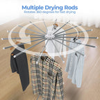 Dollate 3 Tier Portable Clothes Drying Rackwith 4 Pulleys,Indoor and Outdoor Collapsible Rack Clothing with Shoe Drying Rack for Space Saving