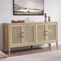 SICOTAS TV Stands for Living Room Bedroom - Farmhouse Entertainment Center TV Console with 4 Doors Cabinet, 59" Television Stands Media Console Credenza for 45 50 55 60 65 Inch TVs, Light Walnut