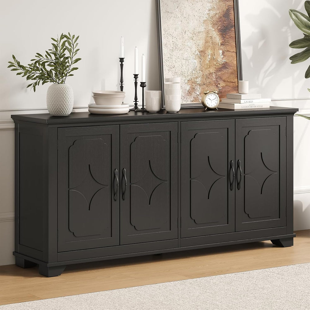 ONBRILL 63 Inch Buffet Cabinet with Storage, Large Sideboard Cabinet with 4 C...