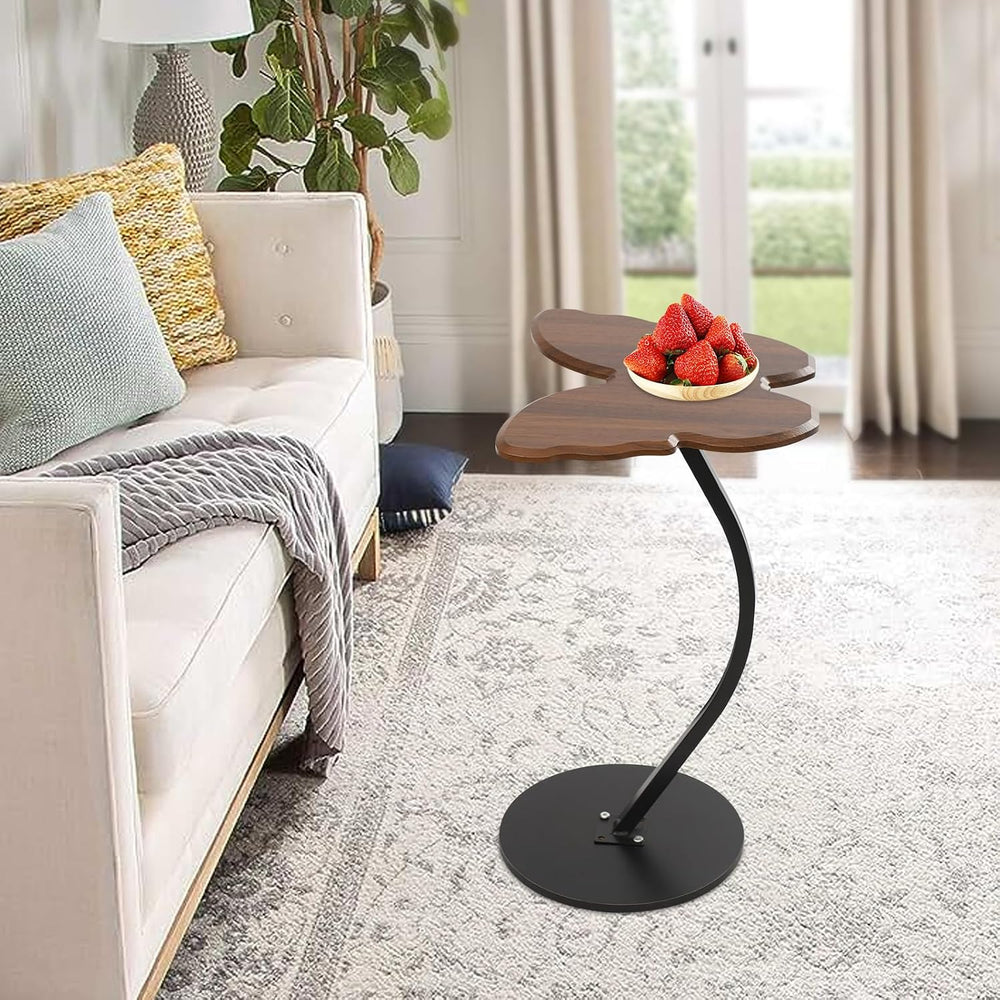 C-Shaped End Table, Butterfly Shaped Sofa Side Table with Metal Frame, Modern...