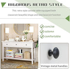 Merax Farmhouse Wood ConsoleTable for Hallways Narrow Foyer Sideboard with Drawers and Bottom Shelf for Entryway Antique White