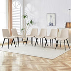 Dining Chairs, Modern PU Leather Dining Room Chair with Sturdy Metal Legs, Upholstered Seat Dinner Chairs Accent Side Chairs for Indoor Kitchen Living Room (Beige, Set of 6)