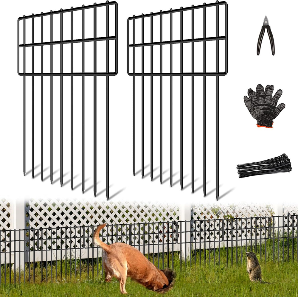 25 Panels Garden Fencing Animal Barrier, 17in (H) X 27ft (L) Dog Dig Fence Ba...