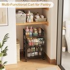 5-Tier Craft Organizer Cart with Wheels-Storage Cart with Drawers,Lockable Wheels Rolling Utility Cart,Makeup Cart with DIY Divider,Office Supply Organizer Storage for Studio,Office,Bedroom,Black