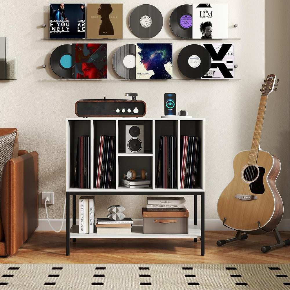 LOKO Record Player Stand with Charging Station, Turntable Stand with Vinyl St...