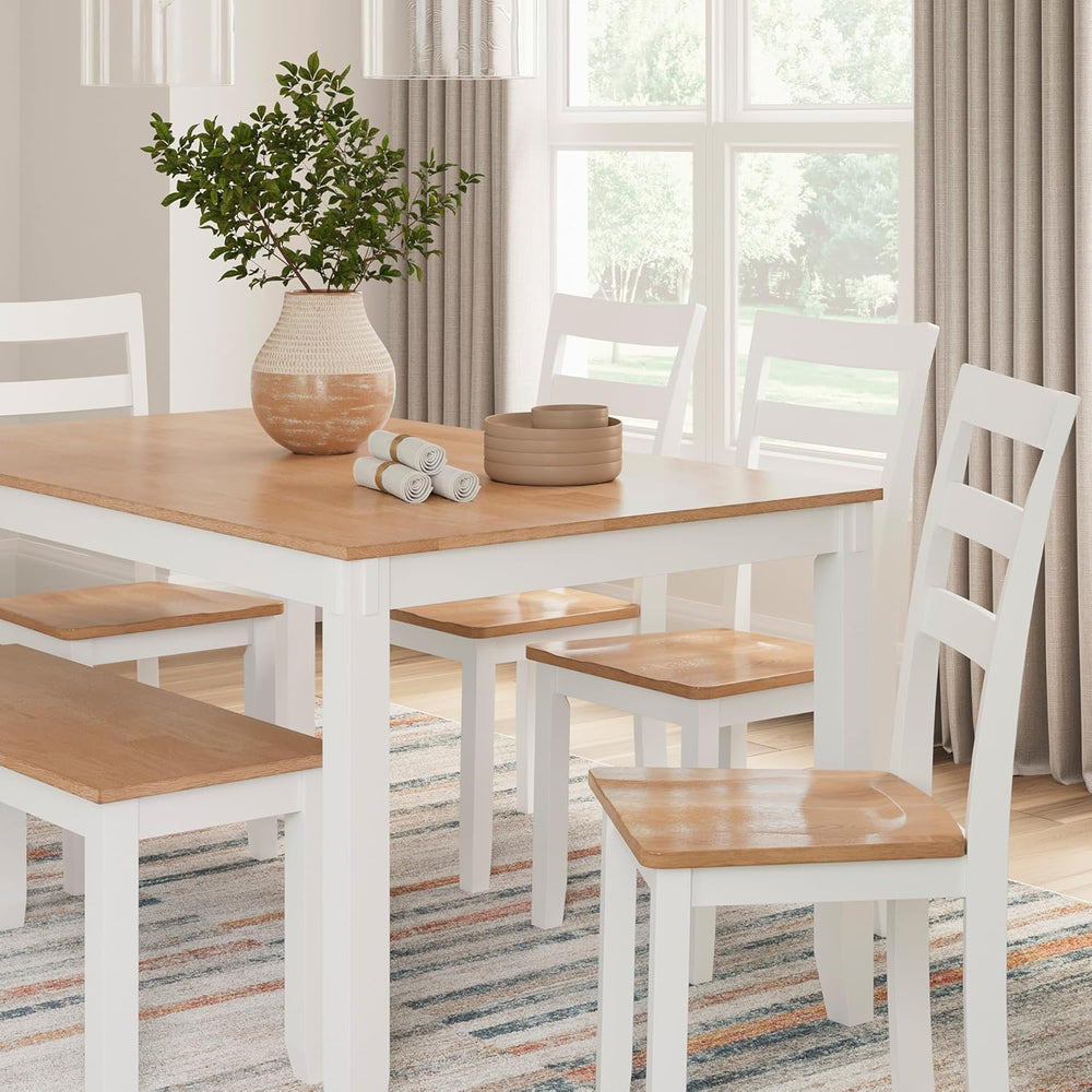 Signature Design by Ashley 6-Piece Dining Table Set with Bench and Chairs | S...