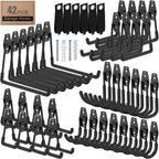 42 Pack Garage Hooks with Anti-Slip Coating Heavy Duty Wall Mount Hooks for Garage Storage and Hanging Hoses Bike Garden Tools Ropes etc