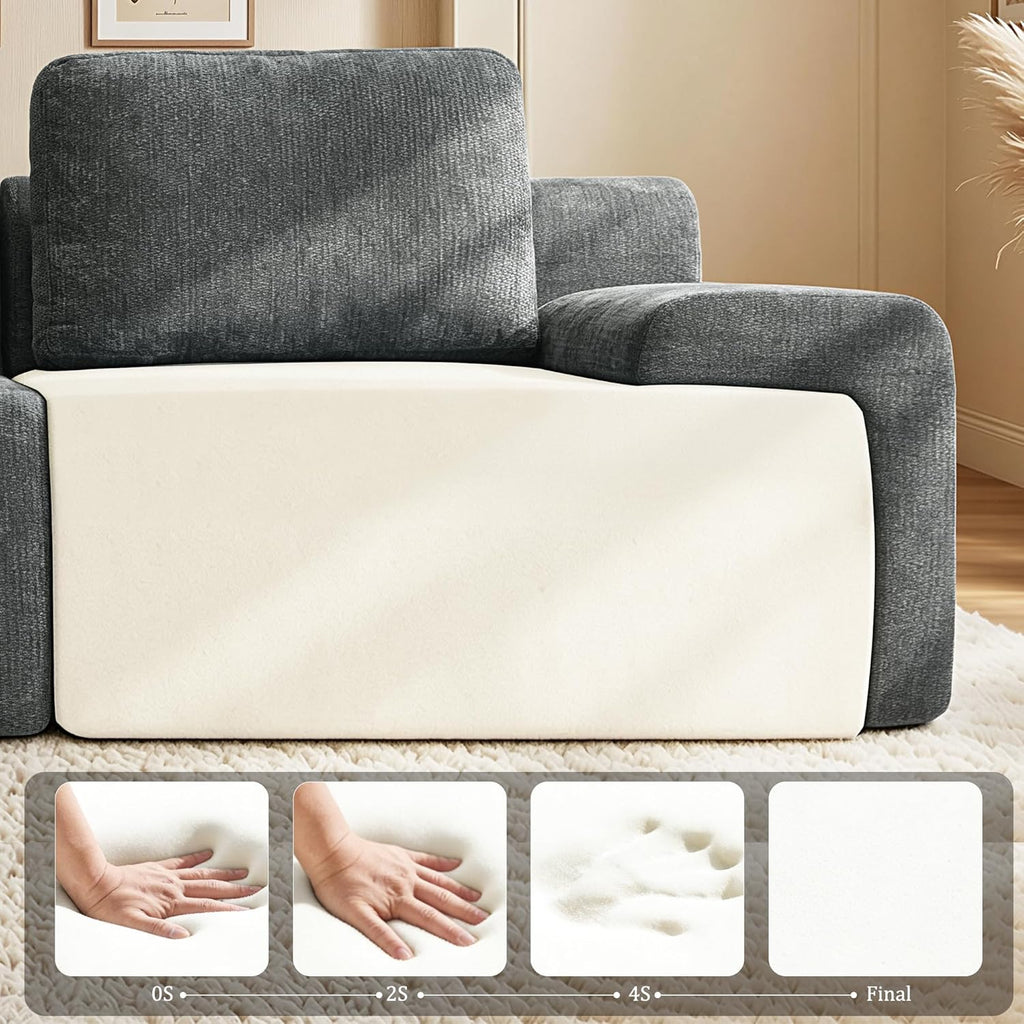 122" U Shaped Oversized Boneless Couch, Comfort Cloud Sectional Couches for Living Room, Modular Sofa High Back & Extra Deep Seat, No Assembly, Soft Chenille (Dark Grey, 122 inch-U shaped（3+2）)