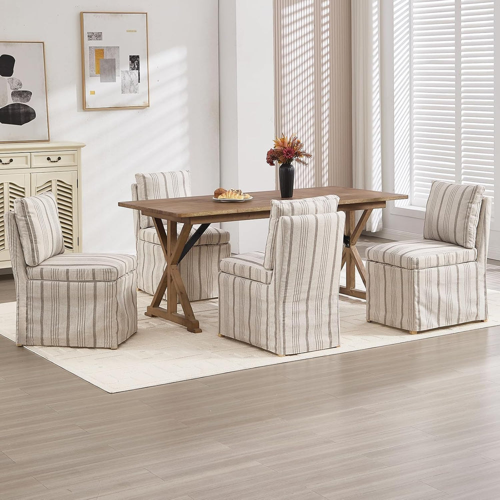 Upholstered Dining Chairs Set of 2 Slipcovered Armless Dining Chair with Soli...
