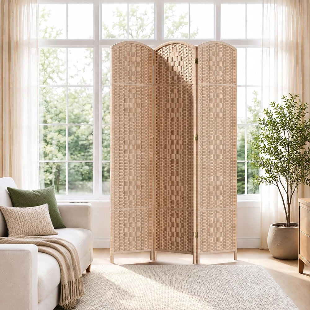 TEAKMAMA Room Divider,Folding Privacy Screen,3 Panel Wall Divider,Natural