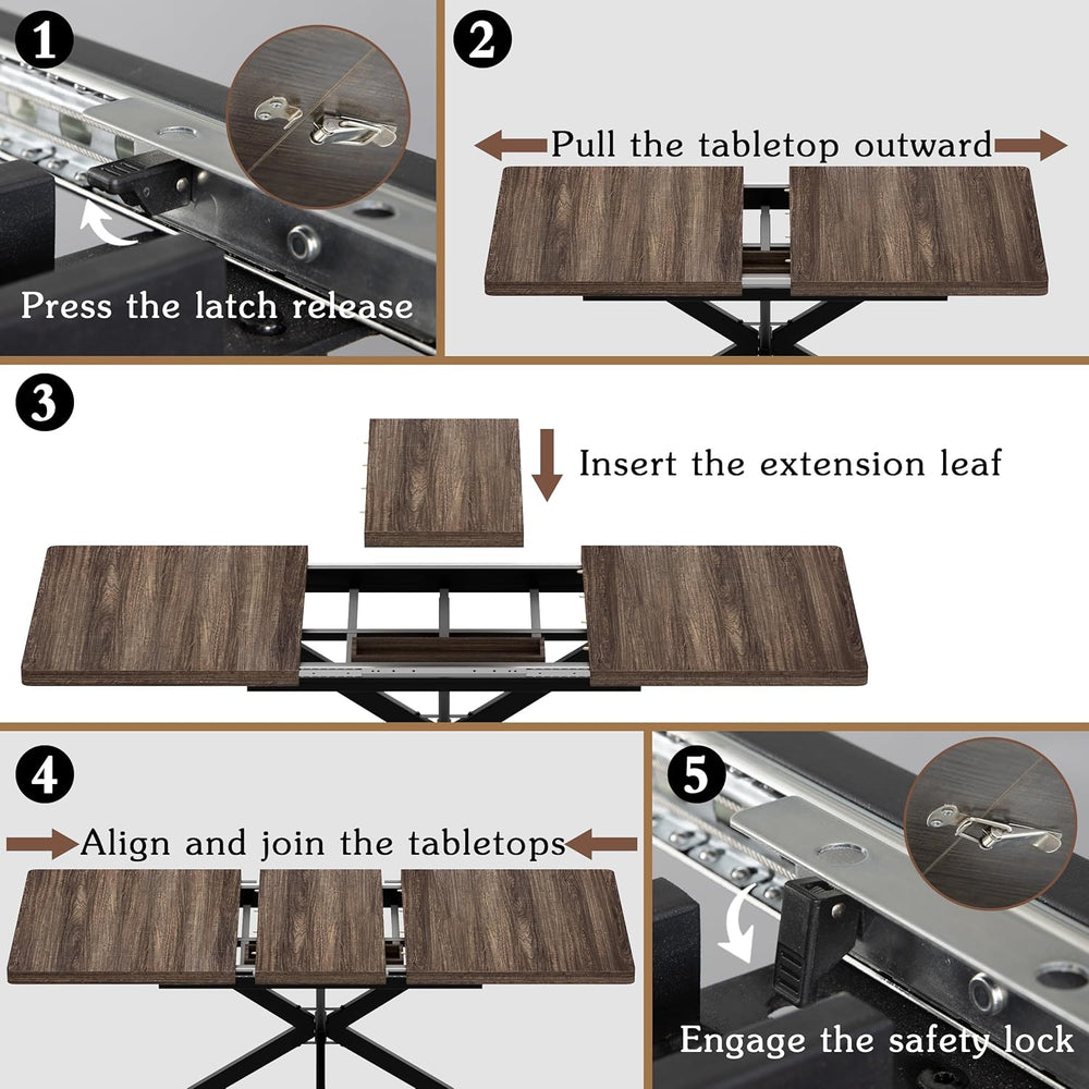 Extendable Dining Room Table for 4 6 8, 55"-70.9" Kitchen Table Rec...
