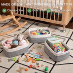 Storage Baskets for Organizing 3 Pack, Woven Baskets for Shelves, Closet Organizer Bins Empty Gift Basket Toy Storage for Toys, Books, Towels, Clothes, 15"x11.42"x6.7", Grey