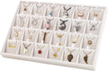 Mornajina 24 Grids Stackable Jewelry Tray Organizer with Removable Dividers, Velvet Jewelry Display Tray for Earrings Necklaces Bracelet Rings Display Showcase - Beige