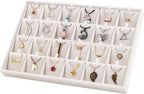 Mornajina 24 Grids Stackable Jewelry Tray Organizer with Removable Dividers, Velvet Jewelry Display Tray for Earrings Necklaces Bracelet Rings Display Showcase - Beige