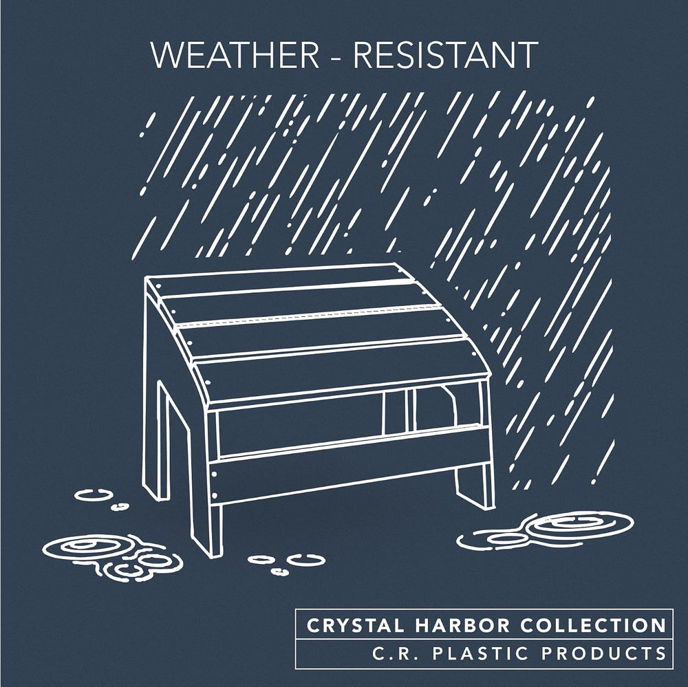 Crystal Harbor Outdoor Footstool, Navy – Recycled HDPE All-Weather Ottoman fo...