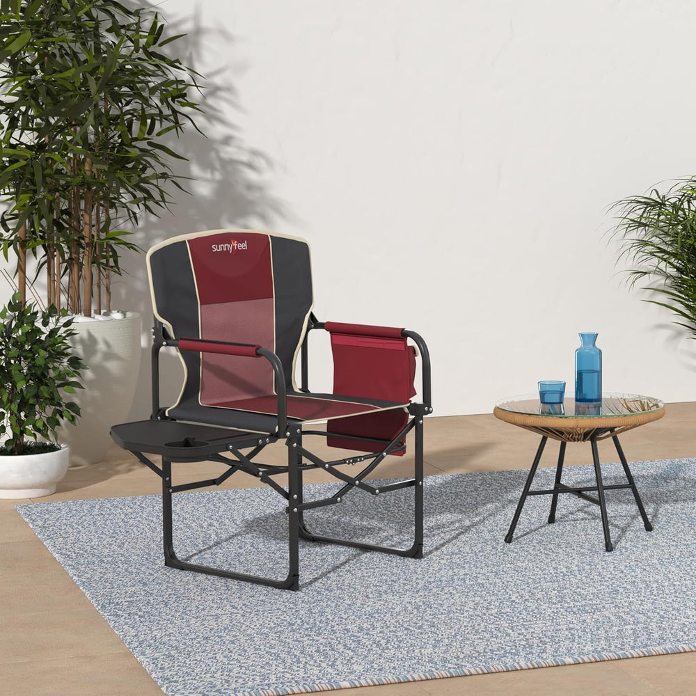 SUNNYFEEL Oversized Camping Chair Portable Directors Chairs with Side Table |...