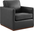 CHITA Genuine Leather Swivel Chair, Wood Frame, Fully Assembled, Black | Leather Arm Chair with 360° Swivel Solid Wood Base, Mid Century Modern Living Room Chair, 33"Dx30"Wx33"H, 300 Lb Capacity