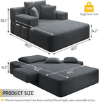 2-in-1 Convertible Chaise Lounge Indoor, 60.2" Corduroy Upholstered Chaise Lounge Chair that Converts to Sleeper Bed,Compressed Sofa with Side Storage Pockets and 3 Pillows for Bedroom Apartment Dorm