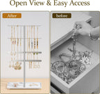 pickpiff Silver Jewelry Stand Holder Organizer: 14.5" Sturdy Hanger for 80 Pcs Jewelry, Chrome Jewlery Tower for Display Necklace, Earring, Bracelet, Watch