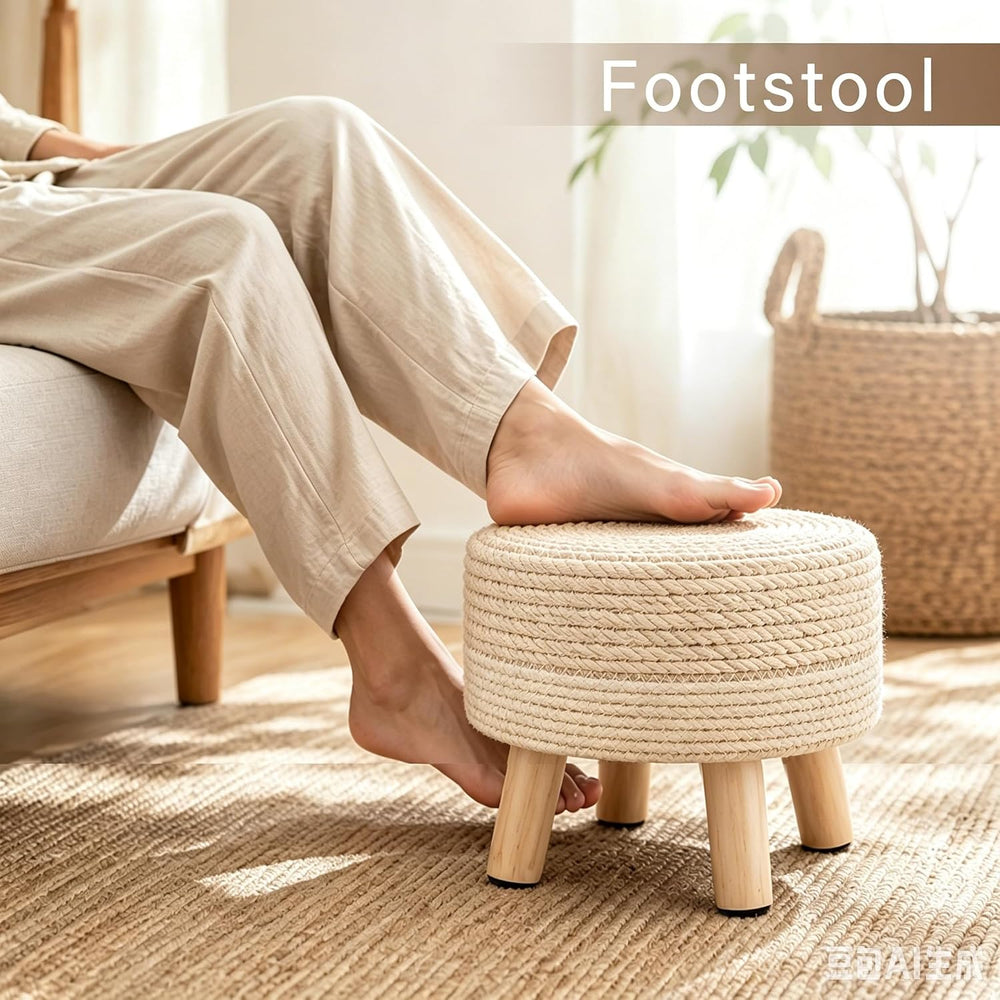 Wimarsbon Round Foot Stool Natural Seagrass Poufs Ottoman Hand Weave Footrest...