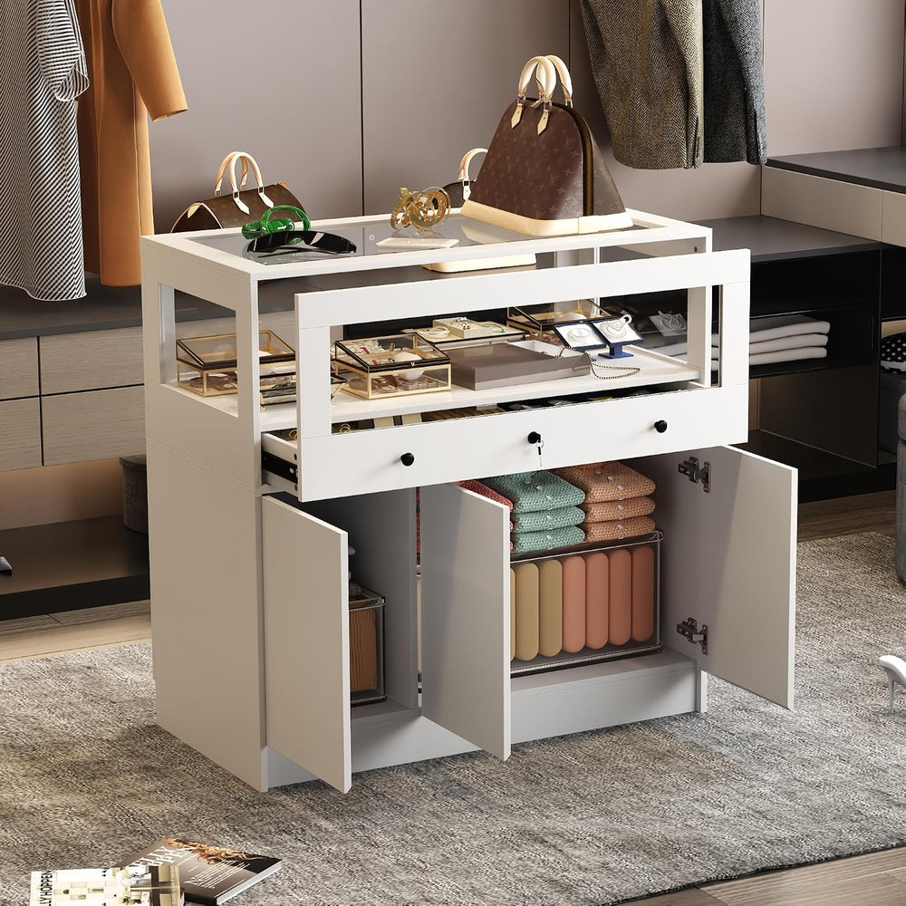 Homsee Wardrobe Armoire Closet with Lock, Walk-in Closet Island Dresser with ...